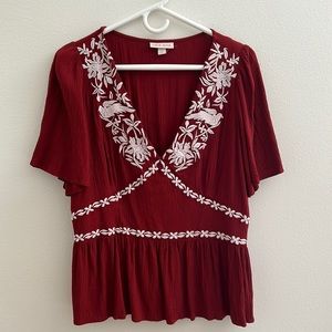 Knox Rose Short Sleeve Embroidered Top